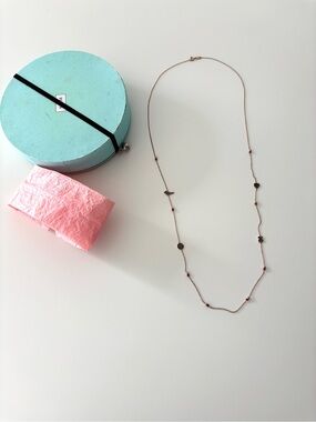 Tous Sliver Long Station Necklace with Small Charms